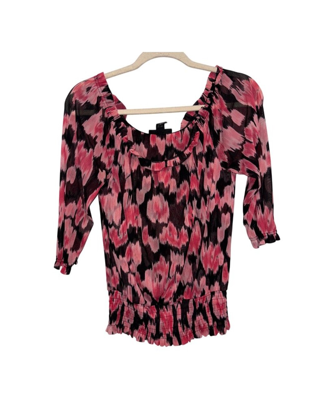 INC International Concepts Womens Pink & Black Abstract Print Top Size S